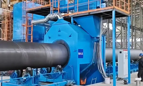 Shot blasting machine for outer wall of steel pipe